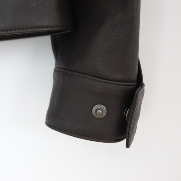 New with Tags Canali Matte Leather Biker/Bomber Jacket Size 52 Italy=US L - Picture 7 of 14